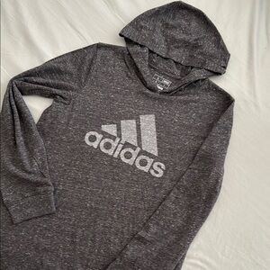 Adidas Gray Lightweight Hoodie Shirt Classic Design